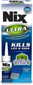 Nix Ultra 2-in-1 Super Lice Treatment, 3.4 fl oz and Lice & Egg Removal Comb