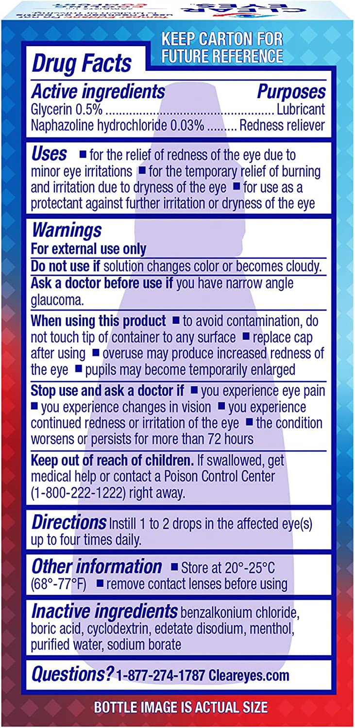 Clear Eyes Cooling Comfort Relief Lubricant Eye Drops, 0.5 fl oz
