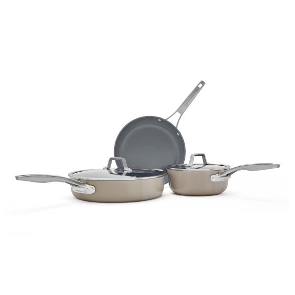 Calphalon Premier Ceramic Nonstick 5-Piece Cookware Set, Mushroom Grey, 1 CT