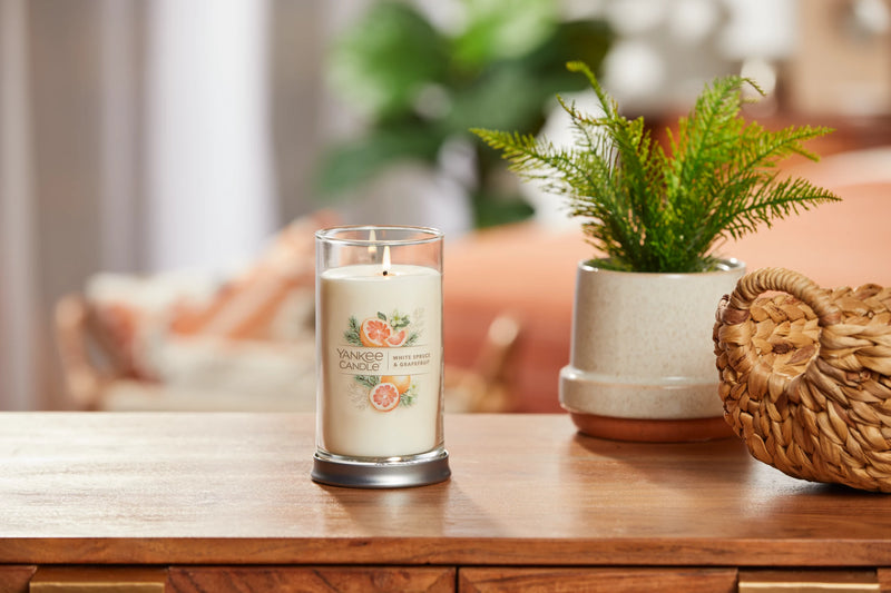 Yankee Candle Medium Pillar Scented Candle, White Spruce & Grapefruit, 14.25 oz, 2-Pack