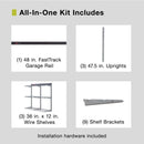 Rubbermaid Garage FastTrack 36" x 12" Shelf Kit, 3-Shelves, Black