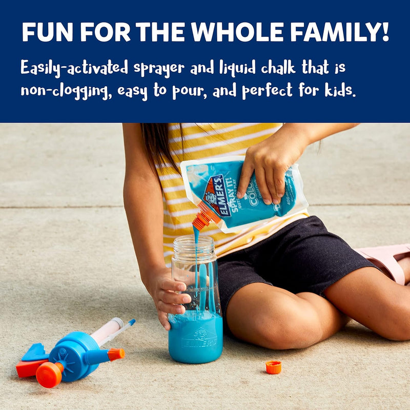 Elmer's Spray It! Outdoor Play Washable Liquid Chalk Refill Pouch, Blue, Case of 12