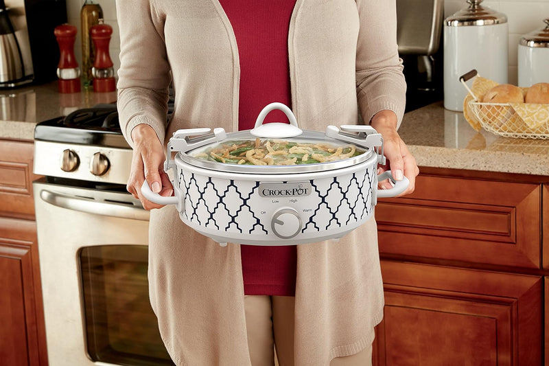 Crockpot 2.5 Qt. Casserole Crock Slow Cooker, Manual, Oval, White/Blue Pattern