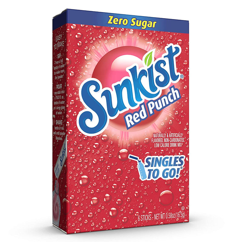 Sunkist Soda Red Punch Singles To Go Drink Mix, 0.53 OZ, 6 CT - Trustables