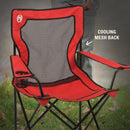 Coleman Broadband Mesh Quad Camping Chair with Carry Bag & Cup Holder, Cooling Mesh Back with Adjustable Arms, Great for Camping, Tailgating, Firepits, Patio