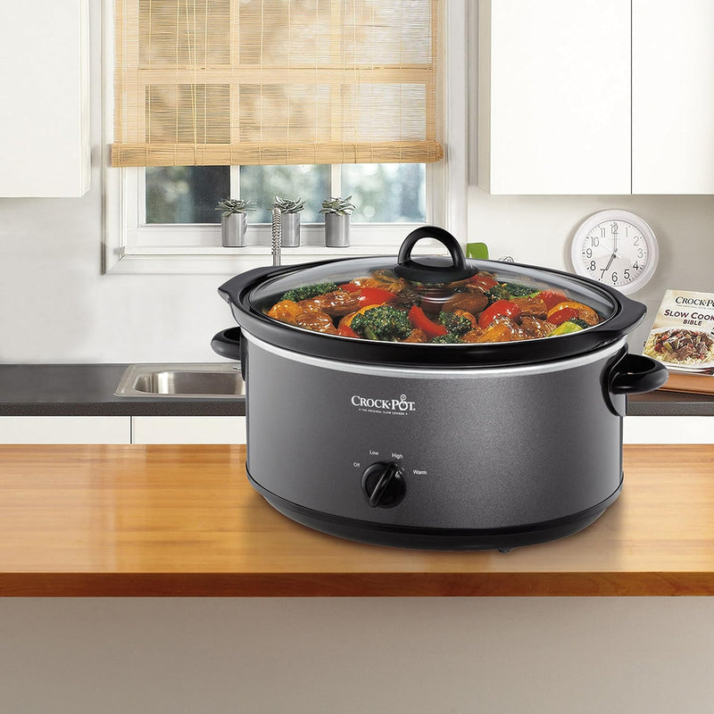 Crockpot Manual 7-Quart Slow Cooker, Charcoal