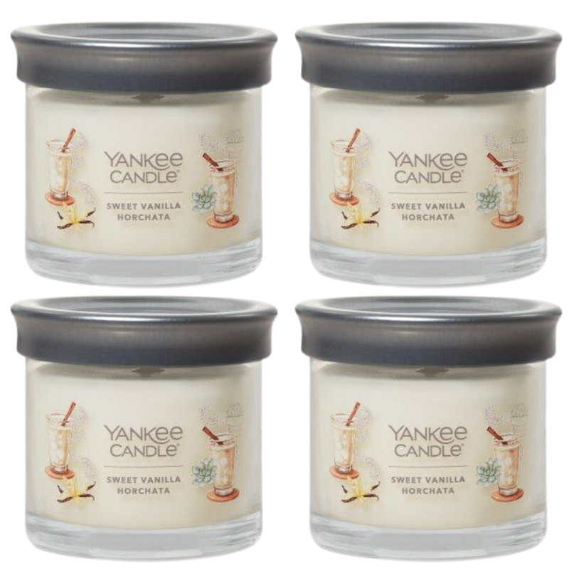 Yankee Candle Small Tumbler Scented Single Wick Jar Candle, Sweet Vanilla Horchata, Over 20 Hours of Burn Time, 4.3 Ounce (Pack of 4)