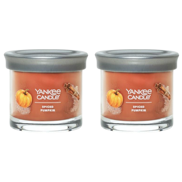 Yankee Candle Small Tumbler Scented Single Wick Jar Candle, Spiced Pumpkin, Over 20 Hours of Burn Time, 4.3 Ounce (Pack of 2)