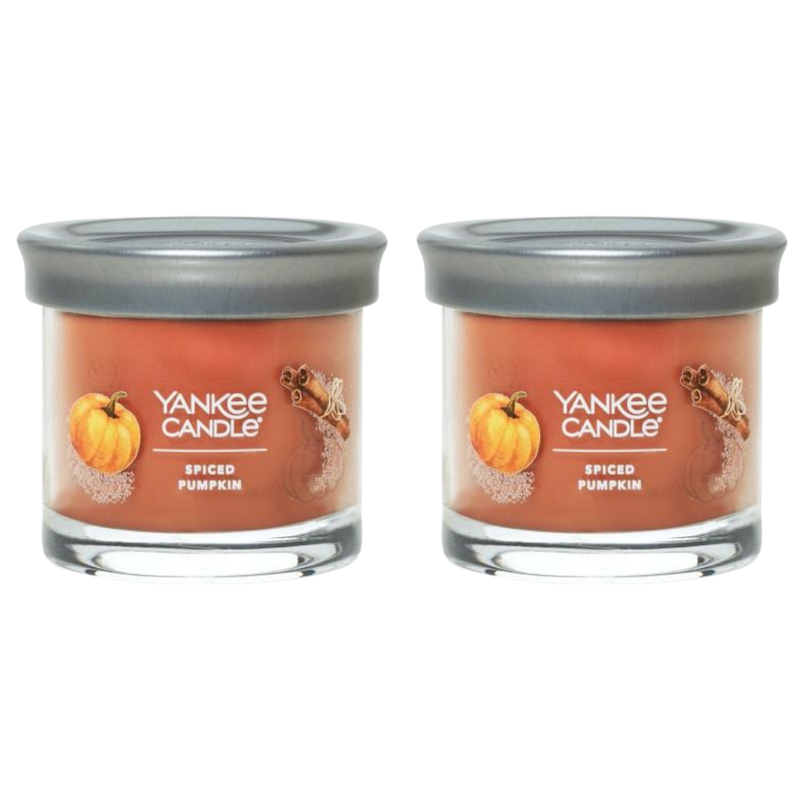 Yankee Candle Small Tumbler Scented Single Wick Jar Candle, Spiced Pumpkin, Over 20 Hours of Burn Time, 4.3 Ounce (Pack of 2)