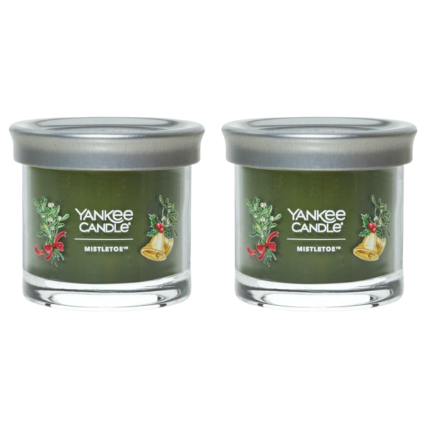 Yankee Candle Small Tumbler Scented Single Wick Jar Candle, Mistletoe, Over 20 Hours of Burn Time, 4.3 Ounce (Pack of 2)