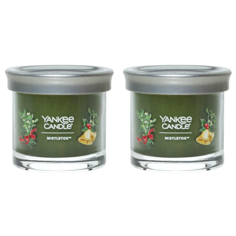 Yankee Candle Small Tumbler Scented Single Wick Jar Candle, Mistletoe, Over 20 Hours of Burn Time, 4.3 Ounce (Pack of 2)