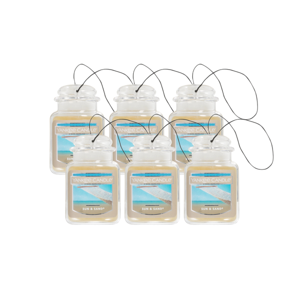 Yankee Candle Car Air Fresheners, Hanging Car Jar Ultimate, Neutralizes Odors Up To 30 Days, Sun & Sand, 0.96 OZ (Pack of 6)