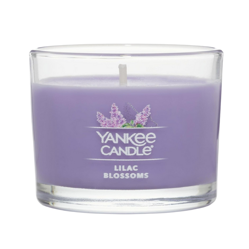 Yankee Candle Signature Votive Mini Candle Jar, Lilac Blossoms Scent, Natural Soy Wax Blend Candle with Natural Fiber Wick, 1.3 OZ Glass Jar (Pack of 12)