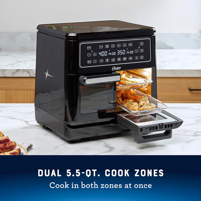 Oster Air Fryer, 11-Quart Flex Air Fryer Oven, Dual with 2 Cooking Zones, Double Air Fryer with 6 Cooking Functions, Large with 2 Frying Baskets, 1 CT