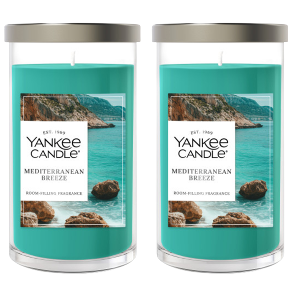 Yankee Candle Medium Pillar Scented Candle, Mediterranean Breeze, 14.25 oz (2-Pack)