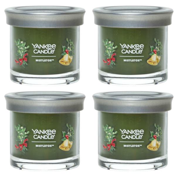 Yankee Candle Small Tumbler Scented Single Wick Jar Candle, Mistletoe, Over 20 Hours of Burn Time, 4.3 Ounce (Pack of 4)