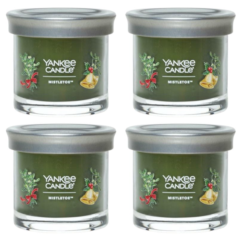 Yankee Candle Small Tumbler Scented Single Wick Jar Candle, Mistletoe, Over 20 Hours of Burn Time, 4.3 Ounce (Pack of 4)