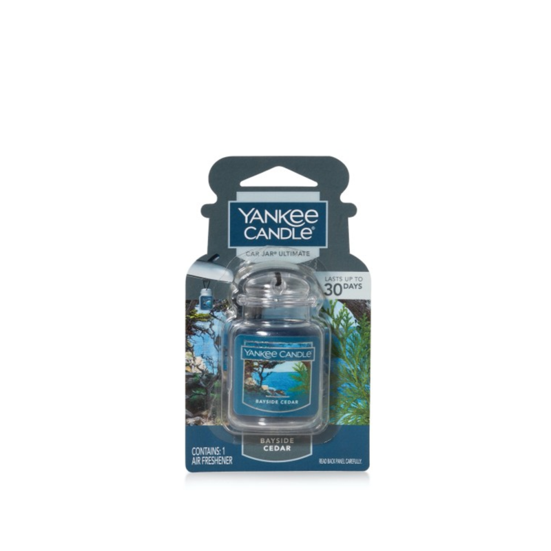 Yankee Candle Car Air Fresheners, Hanging Car Jar Ultimate, Neutralizes Odors Up To 30 Days, Bayside Cedar, 0.96 OZ (Pack of 4)
