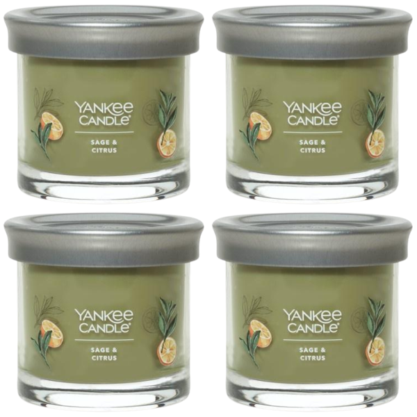 Yankee Candle Small Tumbler Scented Single Wick Jar Candle, Sage & Citrus, Over 20 Hours of Burn Time, 4.3 Ounce (Pack of 4)