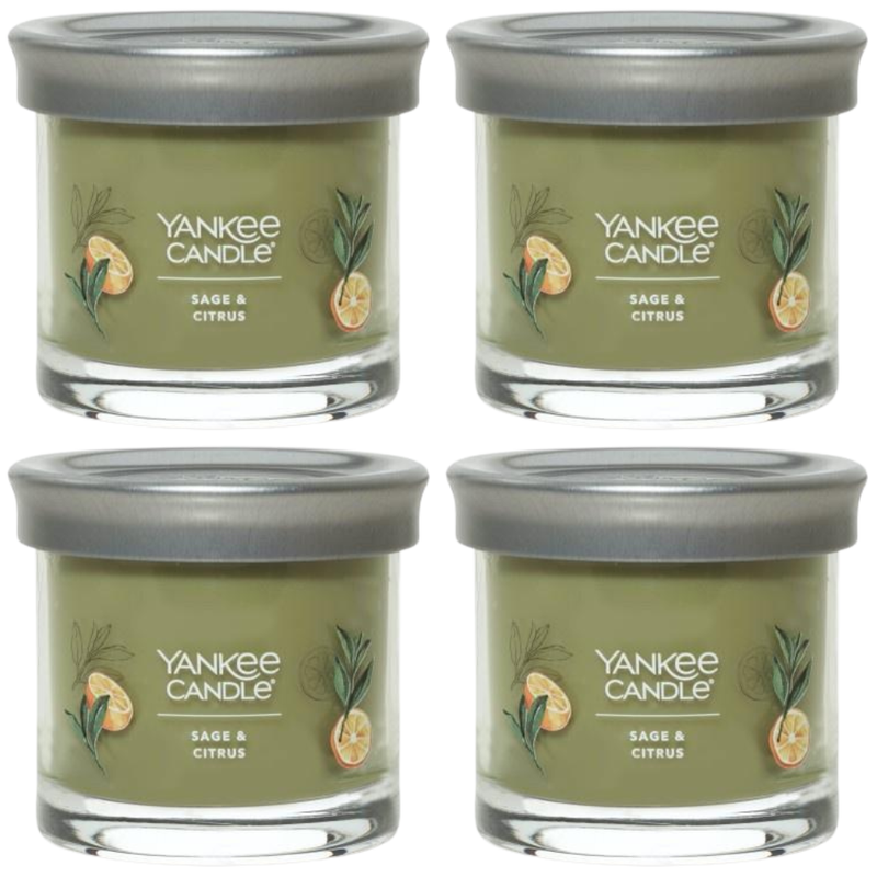 Yankee Candle Small Tumbler Scented Single Wick Jar Candle, Sage & Citrus, Over 20 Hours of Burn Time, 4.3 Ounce (Pack of 4)