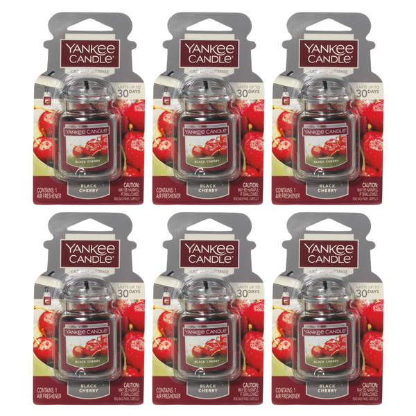 Yankee Candle Car Air Fresheners, Hanging Car Jar Ultimate, Neutralizes Odors Up To 30 Days, Black Cherry, 0.96 OZ (Pack of 6)