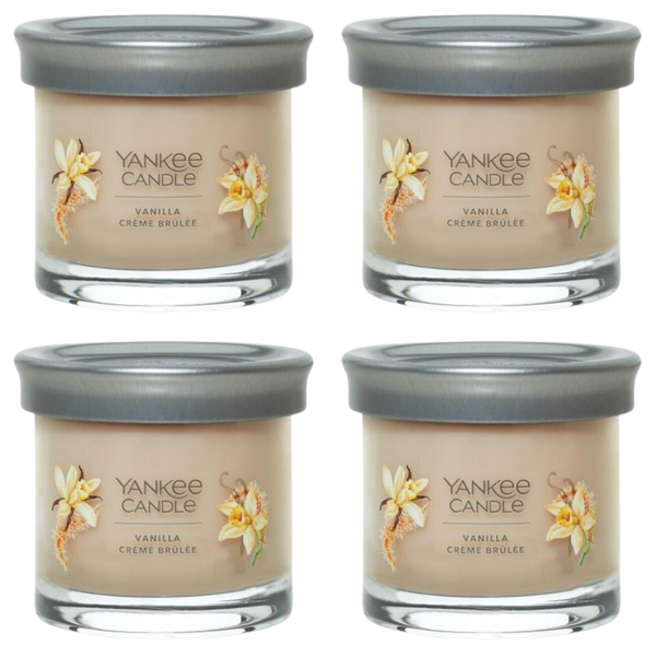 Yankee Candle Small Tumbler Scented Single Wick Jar Candle, Vanilla Creme Brulee, Over 20 Hours of Burn Time, 4.3 Ounce (Pack of 4)