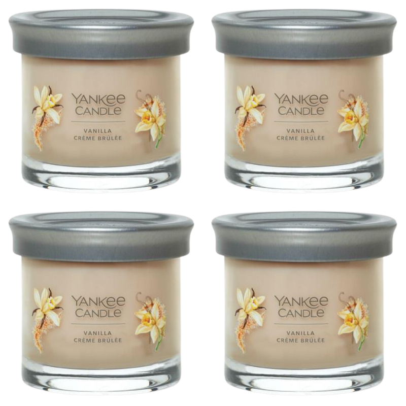 Yankee Candle Small Tumbler Scented Single Wick Jar Candle, Vanilla Creme Brulee, Over 20 Hours of Burn Time, 4.3 Ounce (Pack of 4)