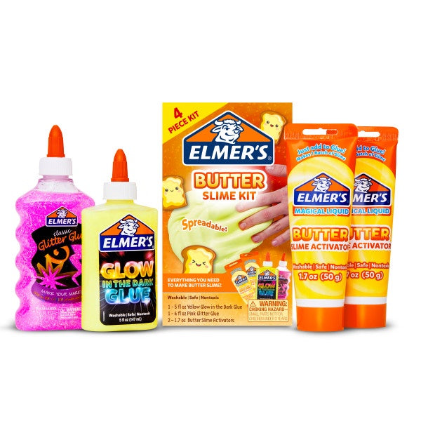 Elmer's DIY Slime & Squishy Toy Bundle: Squishies Minis Zoo Characters & Butter Slime Kit with Glow-in-the-Dark and Glitter Glue – Fun Arts & Crafts for Kids