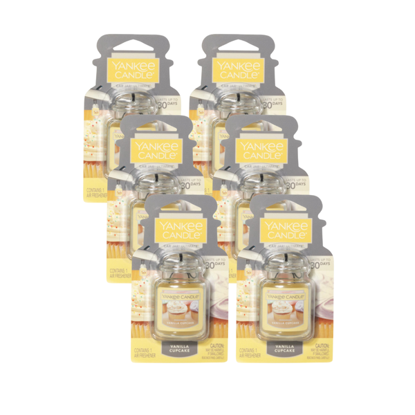 Yankee Candle Car Air Fresheners, Hanging Car Jar Ultimate, Neutralizes Odors Up To 30 Days, Vanilla Cupcake, 0.96 OZ (Pack of 6)