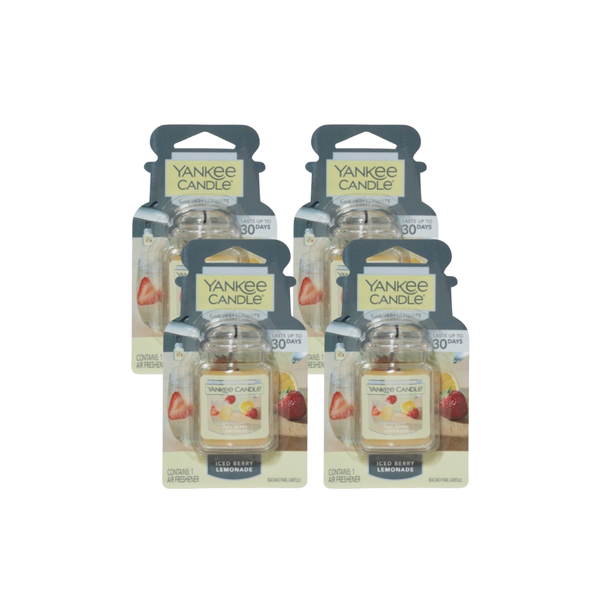 Yankee Candle Car Air Fresheners, Hanging Car Jar Ultimate, Neutralizes Odors Up To 30 Days, Iced Berry Lemonade, 0.96 OZ (Pack of 4)