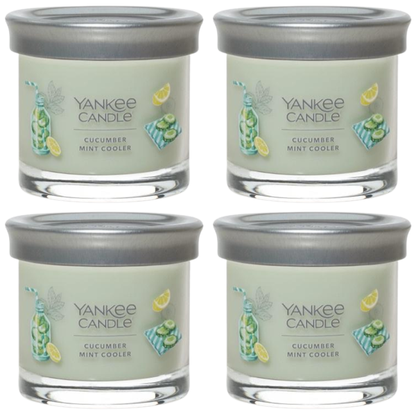 Yankee Candle Small Tumbler Scented Single Wick Jar Candle, Cucumber Mint Cooler, Over 20 Hours of Burn Time, 4.3 Ounce (Pack of 4)