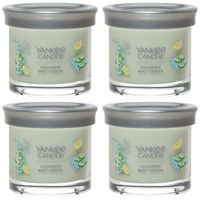 Yankee Candle Small Tumbler Scented Single Wick Jar Candle, Cucumber Mint Cooler, Over 20 Hours of Burn Time, 4.3 Ounce (Pack of 4)