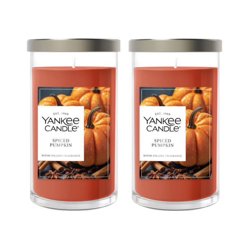 Yankee Candle Medium Pillar Scented Candle, Spiced Pumpkin, 14.25 oz (2-Pack)