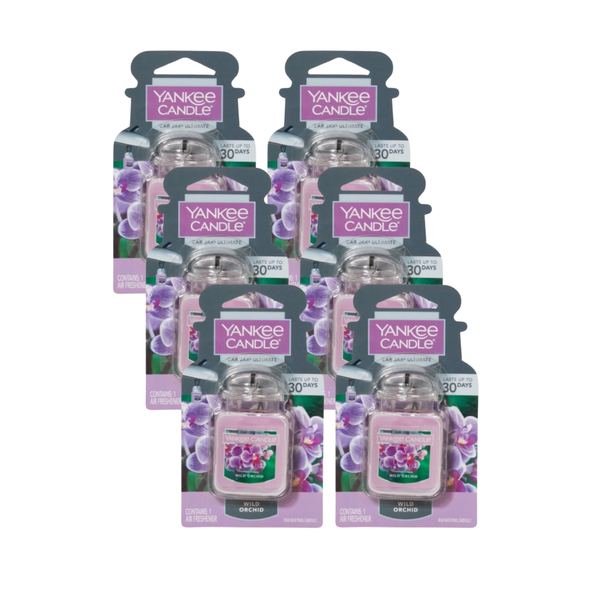 Yankee Candle Car Air Fresheners, Hanging Car Jar Ultimate, Neutralizes Odors Up To 30 Days, Wild Orchid, 0.96 OZ (Pack of 6)