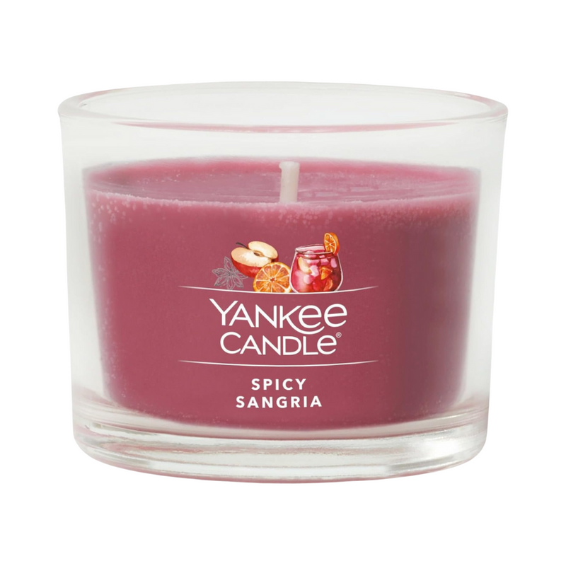 Yankee Candle Signature Votive Mini Candle Jar, Spicy Sangria Scent, Natural Soy Wax Blend Candle with Natural Fiber Wick, 1.3 OZ Glass Jar (Pack of 6)