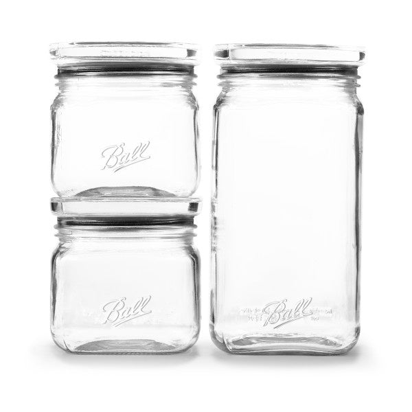 Ball Stack & Store Jars, Glass Storage Jars, Quart and Half Gallon, 3 CT