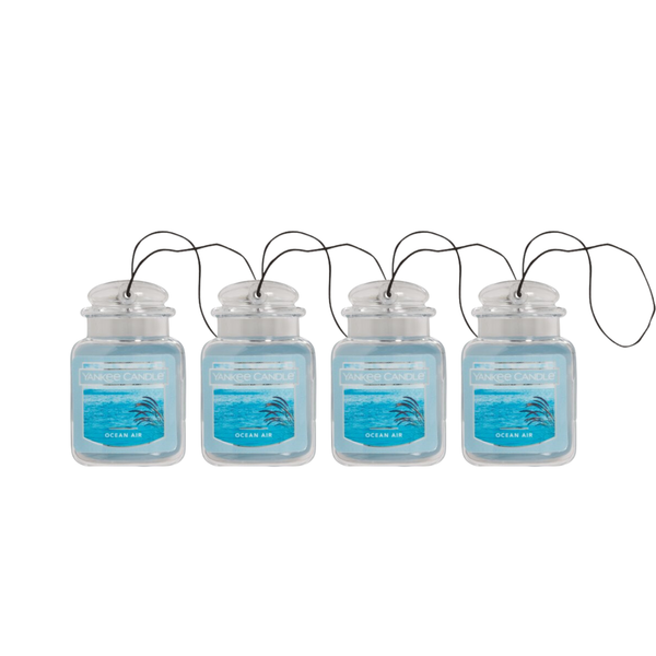 Yankee Candle Car Air Fresheners, Hanging Car Jar Ultimate, Neutralizes Odors Up To 30 Days, Ocean Air, 0.96 OZ (Pack of 4)