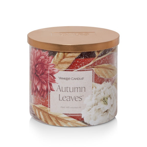 Yankee Candle 3-Wick Decorative Scented Candle, Autumn Leaves, 14.5 Ounce