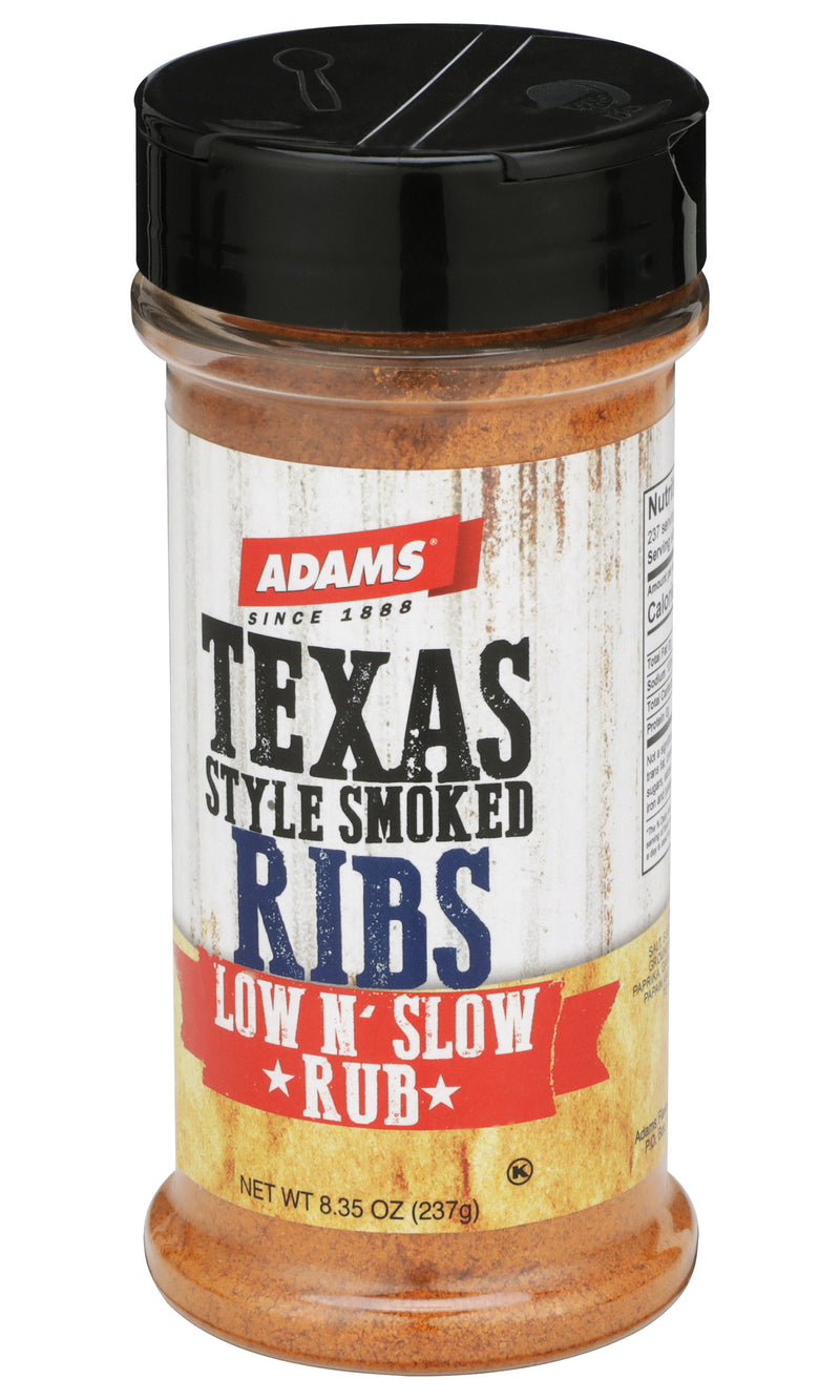 Adams Texas Style Smoked Ribs Low N’ Slow Rub, 8.35 Ounce Bottle (Pack of 1)