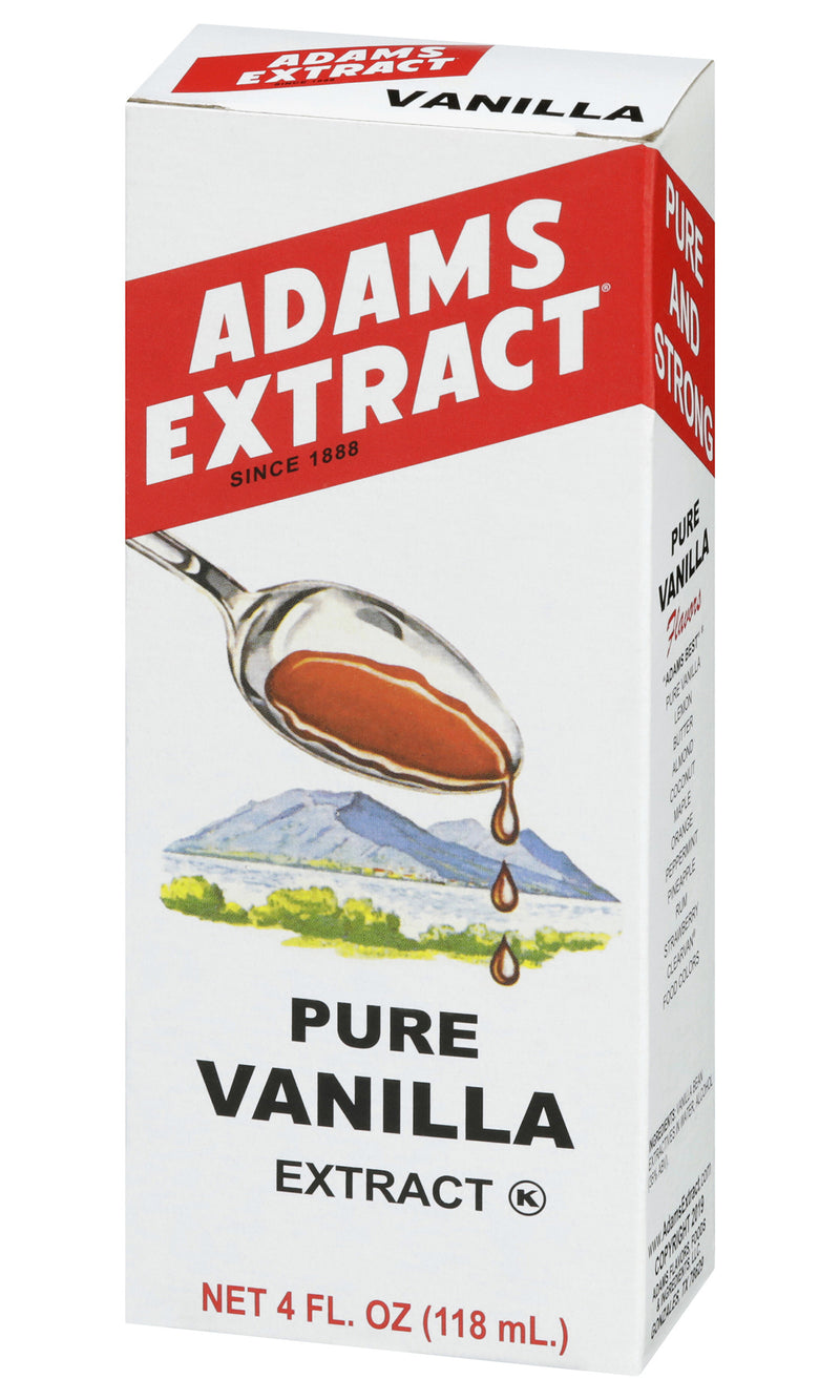 Adams Extract Pure Vanilla Extract, True Fruit Flavor, Gluten Free, 4 FL OZ Glass Bottle (Pack of 1)