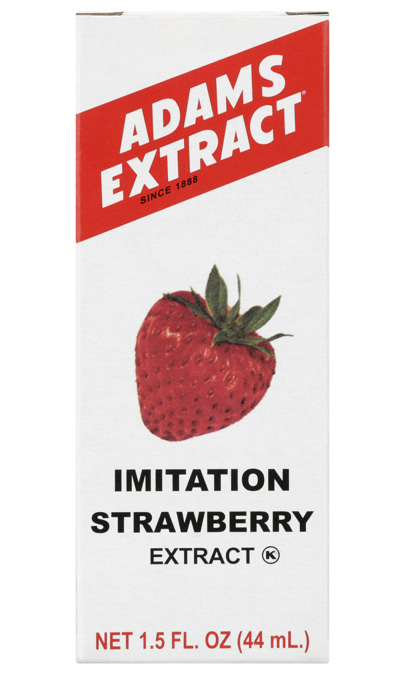 Adams Extract Imitation Strawberry Extract, Extra Strength, Gluten Free, 1.5 FL OZ Glass Bottle