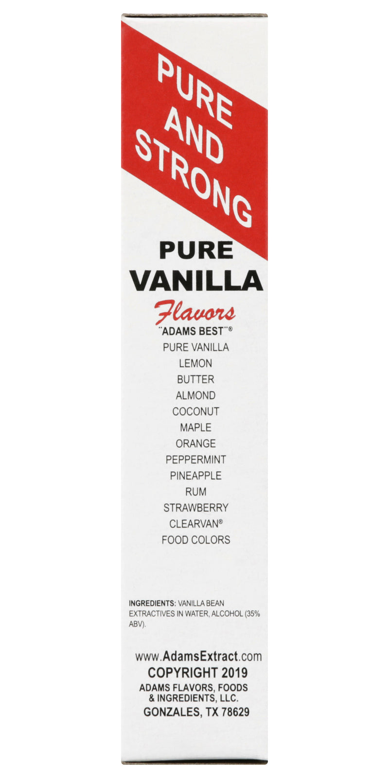 Adams Extract Pure Vanilla Extract, True Fruit Flavor, Gluten Free, 1.5 FL OZ Glass Bottle