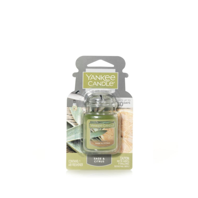 Yankee Candle Car Air Fresheners, Hanging Car Jar Ultimate, Neutralizes Odors Up To 30 Days, Sage & Citrus, 0.96 OZ (Pack of 12)