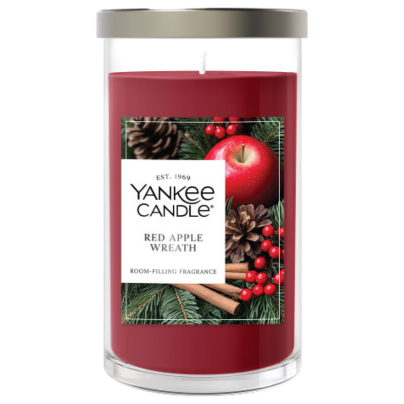 Yankee Candle Medium Pillar Scented Candle, Red Apple Wreath, 14.25 oz (2-Pack)