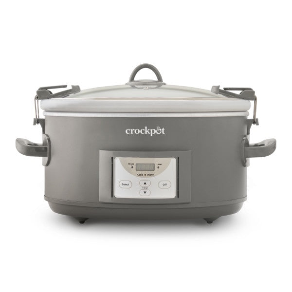 Crock-Pot Programmable 7-Quart Cook & Carry Slow Cooker, Grey, 1 CT