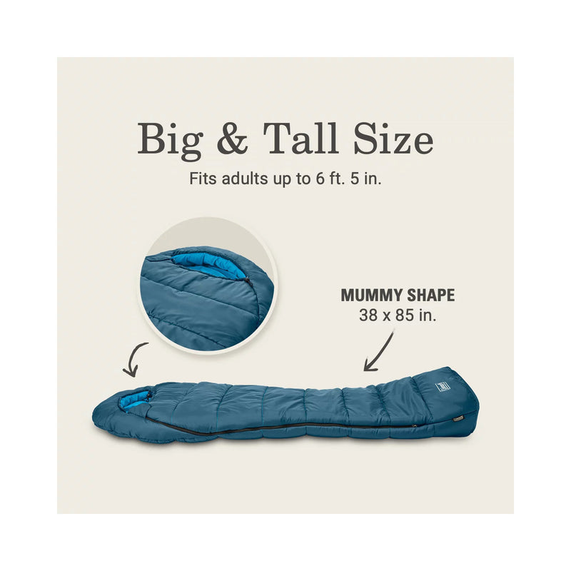 Coleman Tidelands 30° Big & Tall Mummy Sleeping Bag, Blue