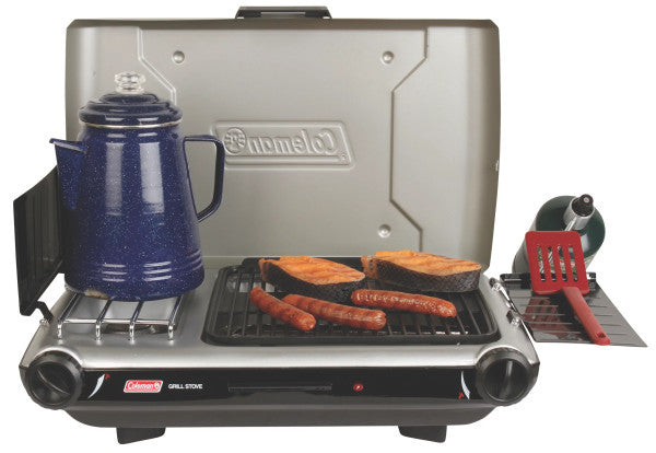 Coleman Gas Camping Grill/Stove | Tabletop Propane 2-in-1 Grill/Stove, 2 Burner