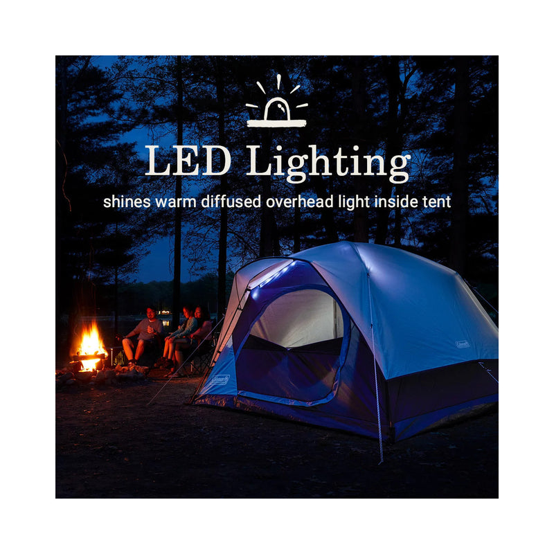 Coleman Skydome Camping Tent—4-Person Tent with LED Lighting