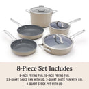 Calphalon Premier Ceramic Nonstick 8-Piece Cookware Set, Mushroom Grey, 1 CT