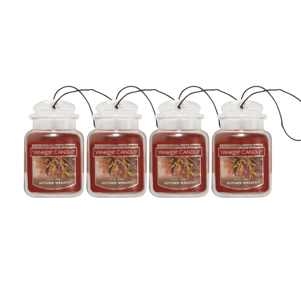 Yankee Candle Car Air Fresheners, Hanging Car Jar Ultimate, Neutralizes Odors Up To 30 Days, Autumn Wreath, 0.96 OZ (Pack of 4)